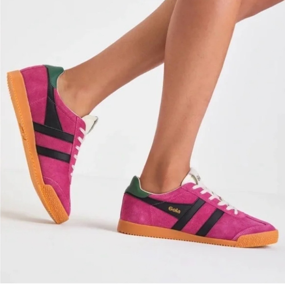 Gola Elon Retro Sneakers | Fuchsia Evergreen Black | 6.5 (Fits 7) | Very Good
